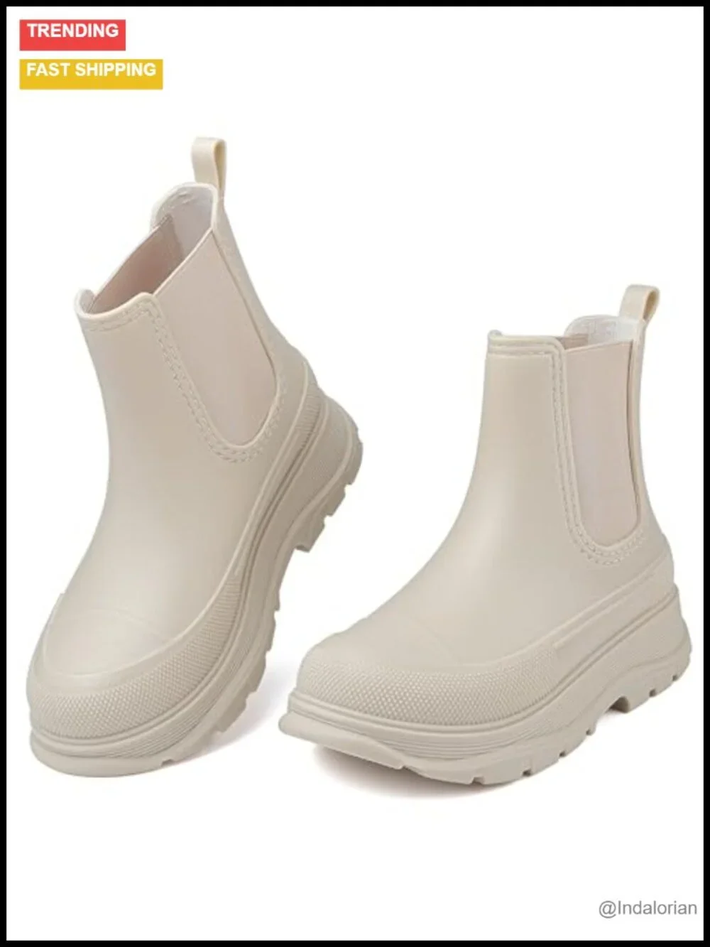 Women's Chelsea Rain Boots - Waterproof Slip On Ankle Booties